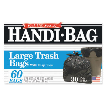 Handi-Bag® Super Value Pack, 30 Gal, 0.65 Mil, 30" X 33", Black, 60-box freeshipping - TVN Wholesale
